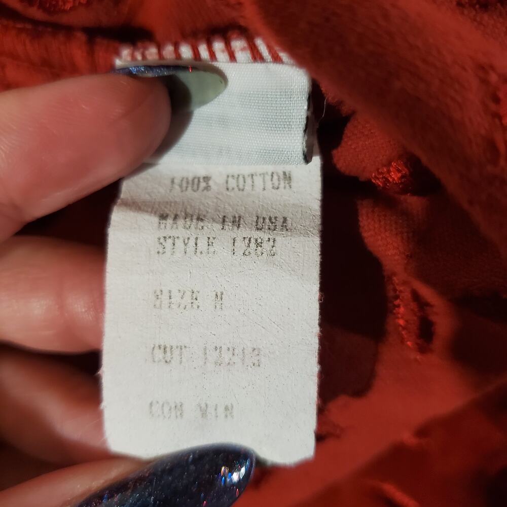 Vtg Cut Loose Embroidered Leaf Velour Button Jacket Size M Red Whimsy Boho 90s - Picture 9 of 11